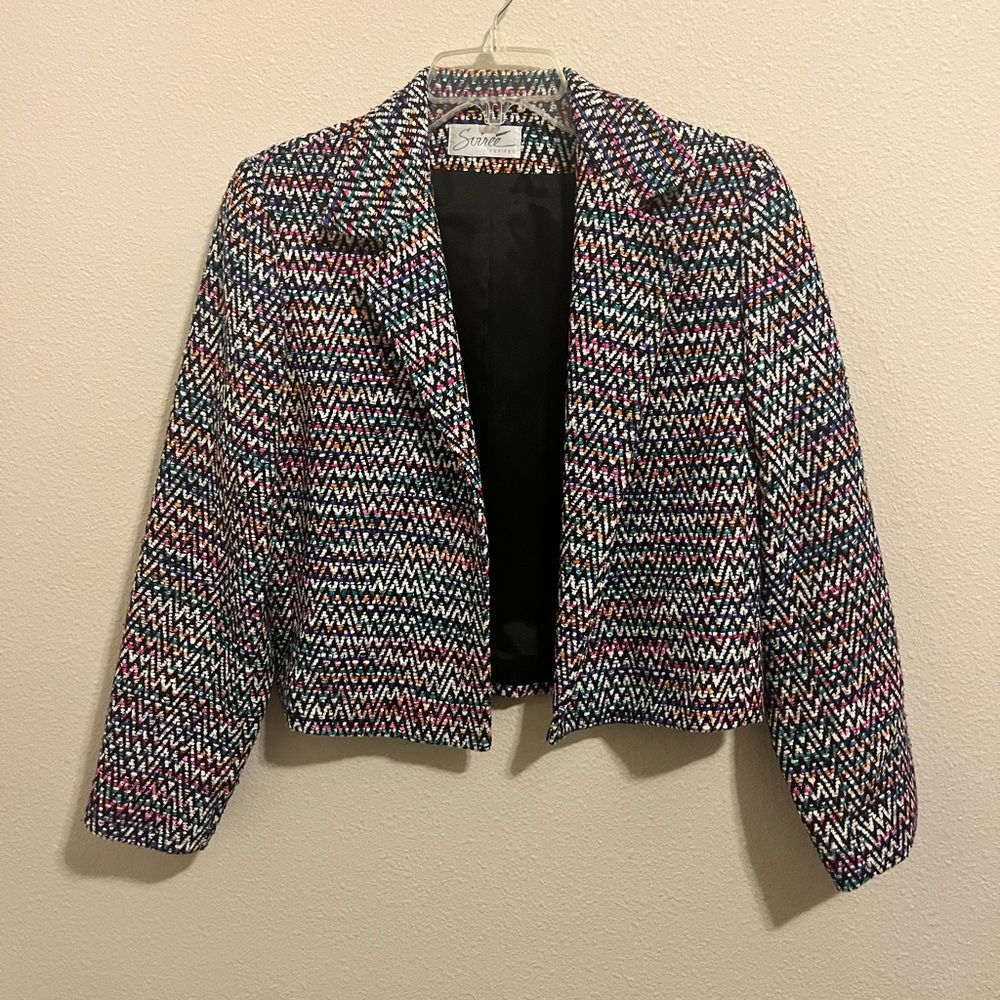 Vintage Soiree women's Petite Multicolor Zigzag Blazer